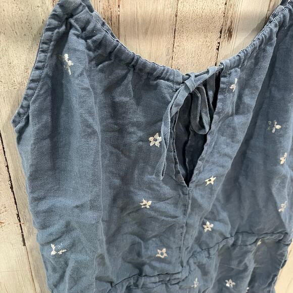 Bella Dahl Womens Size XS Blue Star Print 100% Linen Romper Spring Summer - Picture 3 of 7